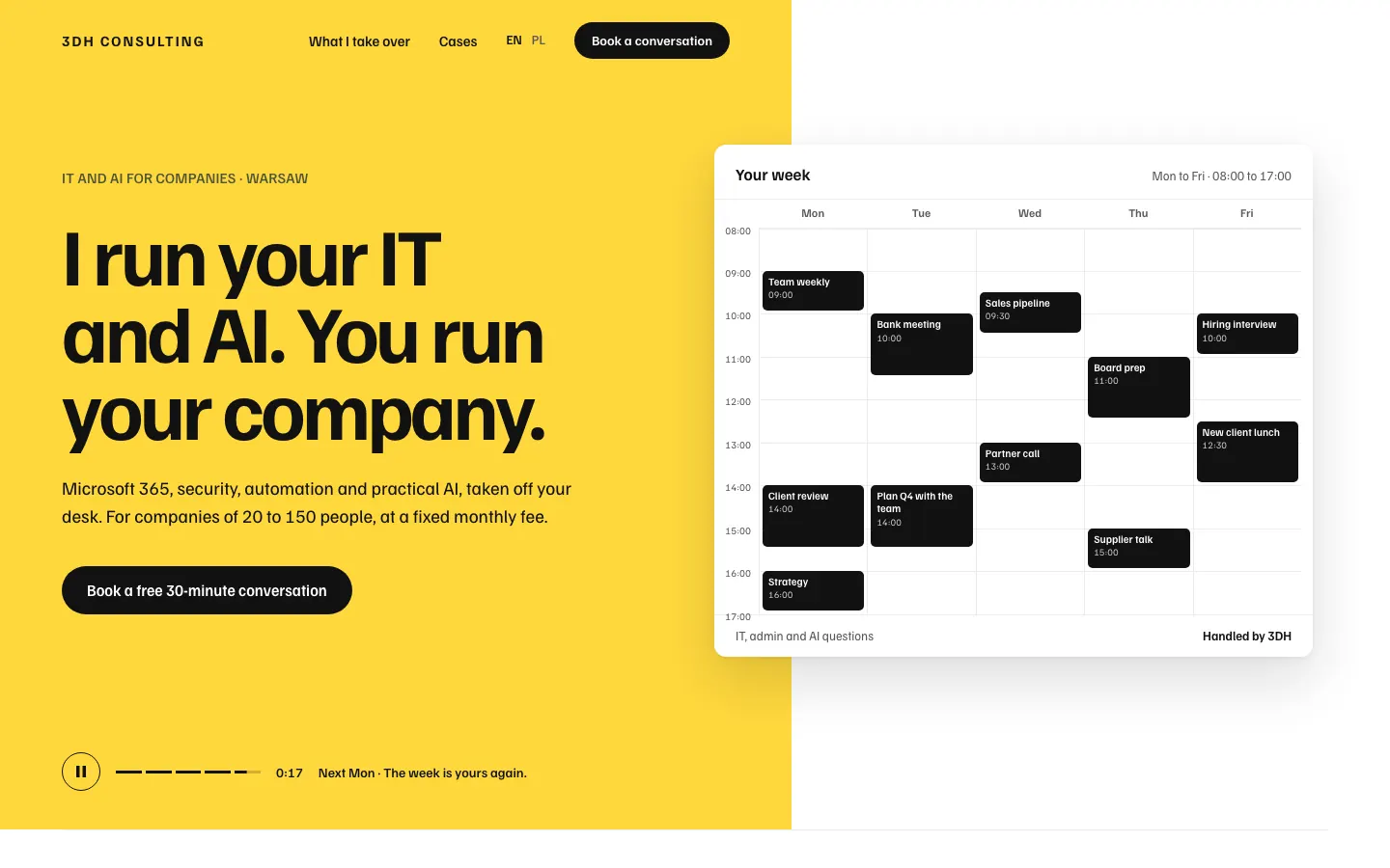 La primera pantalla de 3dhconsulting.com
